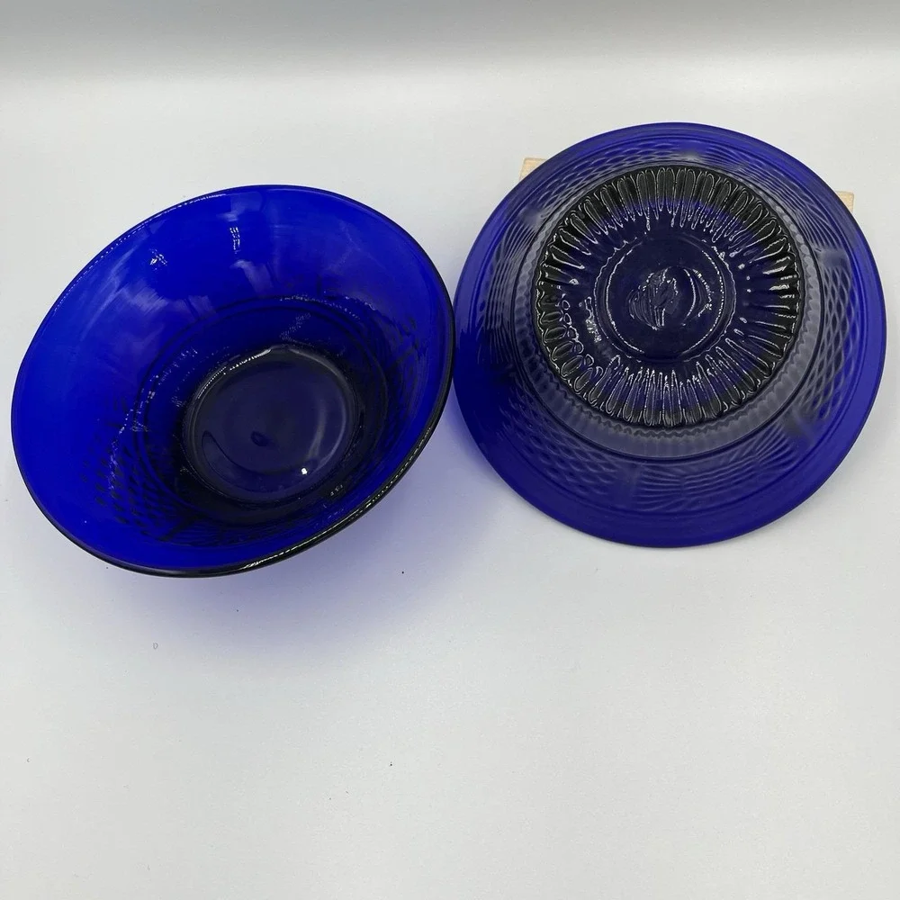 Small Vibrant Cobalt Blue Vintage Glass Bowls 5.25